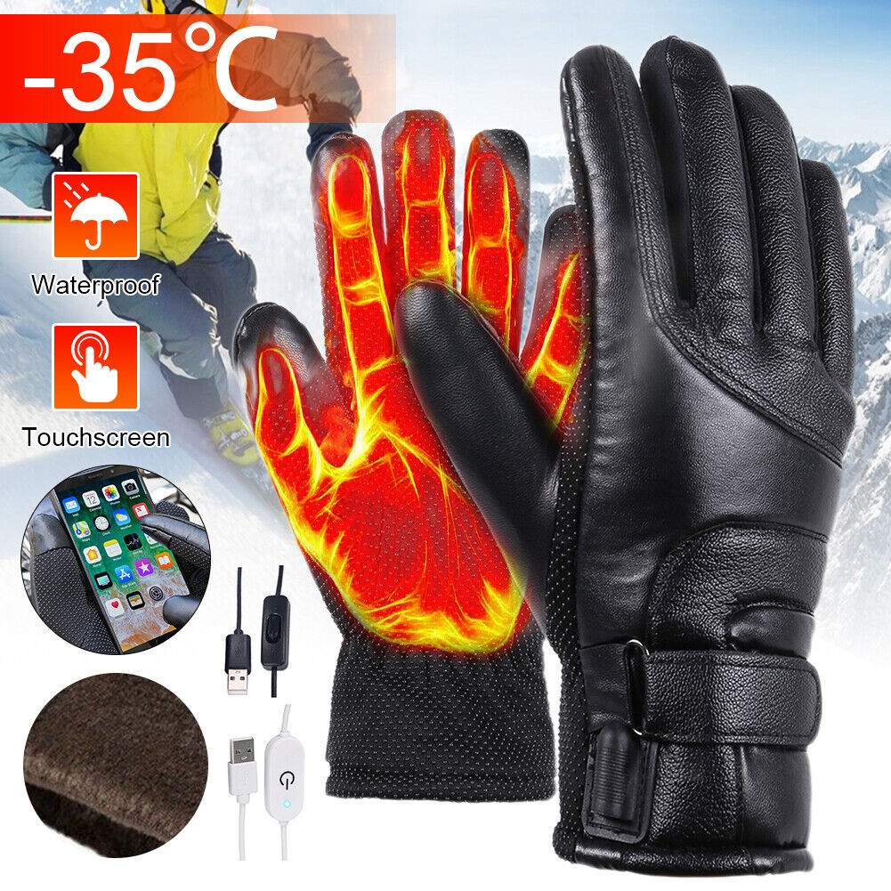 Electric Heated Gloves for Men Women,USB Powered Heating Thermal Gloves,Waterproof Touchscreen Gloves for Cycling,Motorcycle,Hiking,Snowboarding Outdoor Winter Sport (Switch Control)