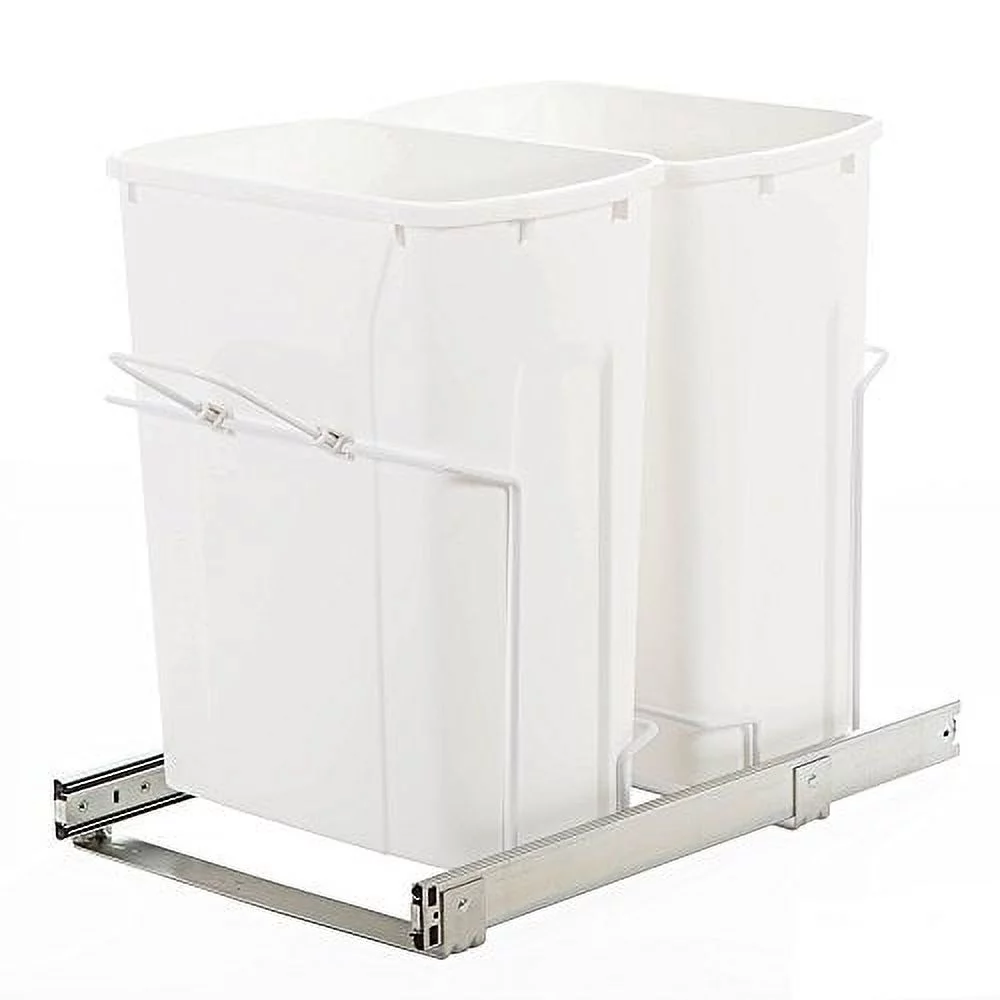 Knape and Vogt 35 Qt Double In Cabinet Pull-Out Bottom Mount Trash Can