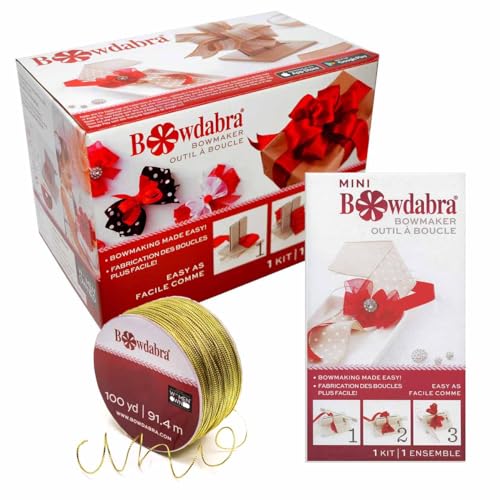 Bowdabra Combo, Bow Maker, Mini Bow Maker and 100 yd Gold Wire
