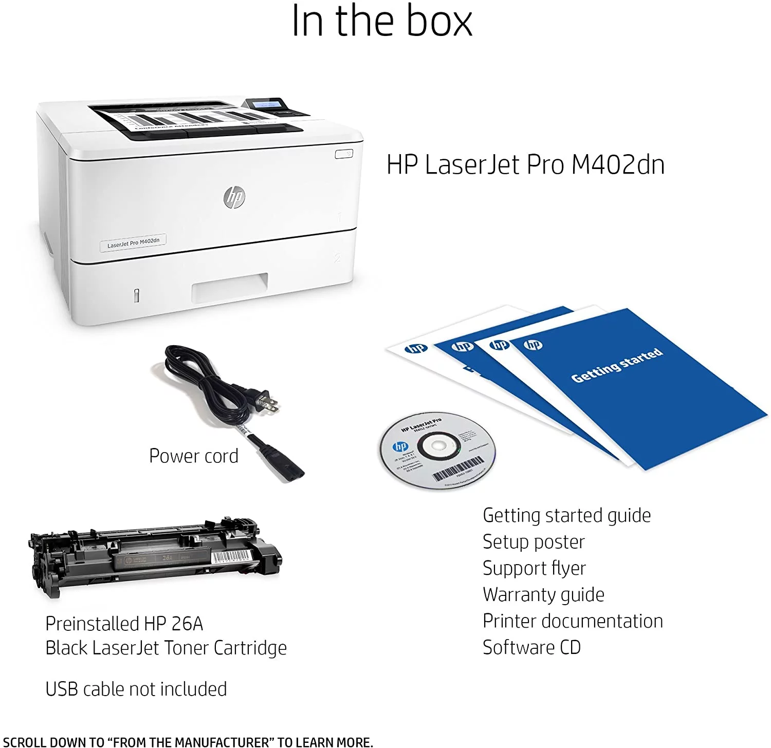Hewlett-Packard LaserJet Pro M402dn Laser Printer with Built-in Ethernet & Double-Sided Printing (C5F94A)