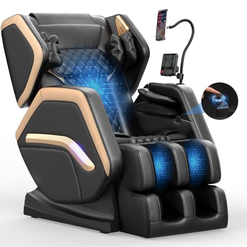 Massage Chair Full Body, Zero Gravity Massage Chair 2025 for Back Fatigue with 10 Fixed Rollers, Airbags, Phone Controller, Heating, Bluetooth Speaker, Nightlights for Living Room, Bedroom