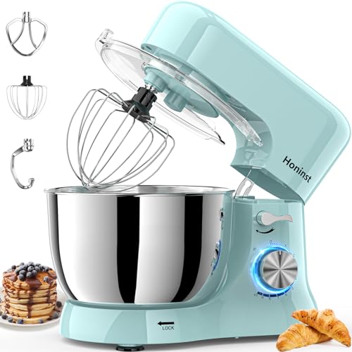 Honinst Stand Mixer, 3-In-1 10-Speed 660W 6QT Tilt-Head Food Mixer, Electric Mixer with Bowl, Dough Hook, Whisk and Beater, Kitchen Mixer for Baking, Cake and Most Home Cooks