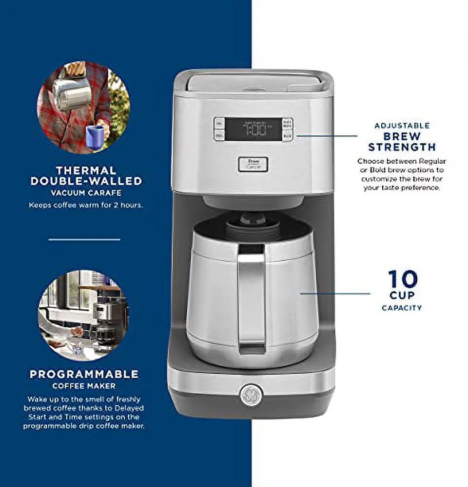 GE - Classic Drip 10-Cup Coffee Maker - Stainless Steel