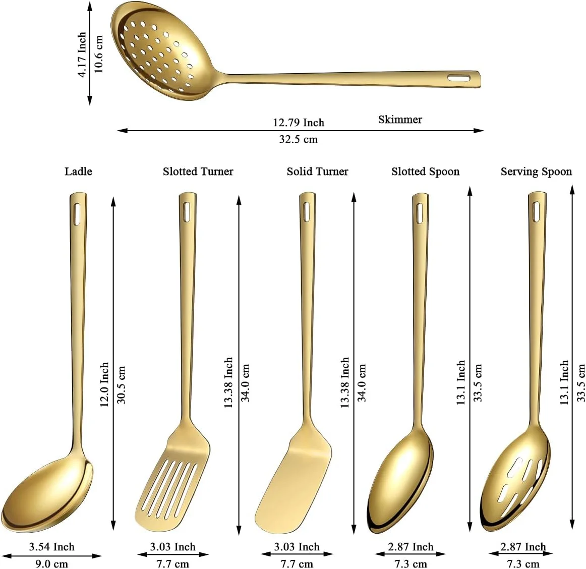 Gold Kitchen Utensils Set 6pcs, Titanium Plating Stainless Steel Cooking Utensils Set, Heavy Duty Kitchen Tools Spatulas Set, Home Essentials Kitchen Gadgets Accessories