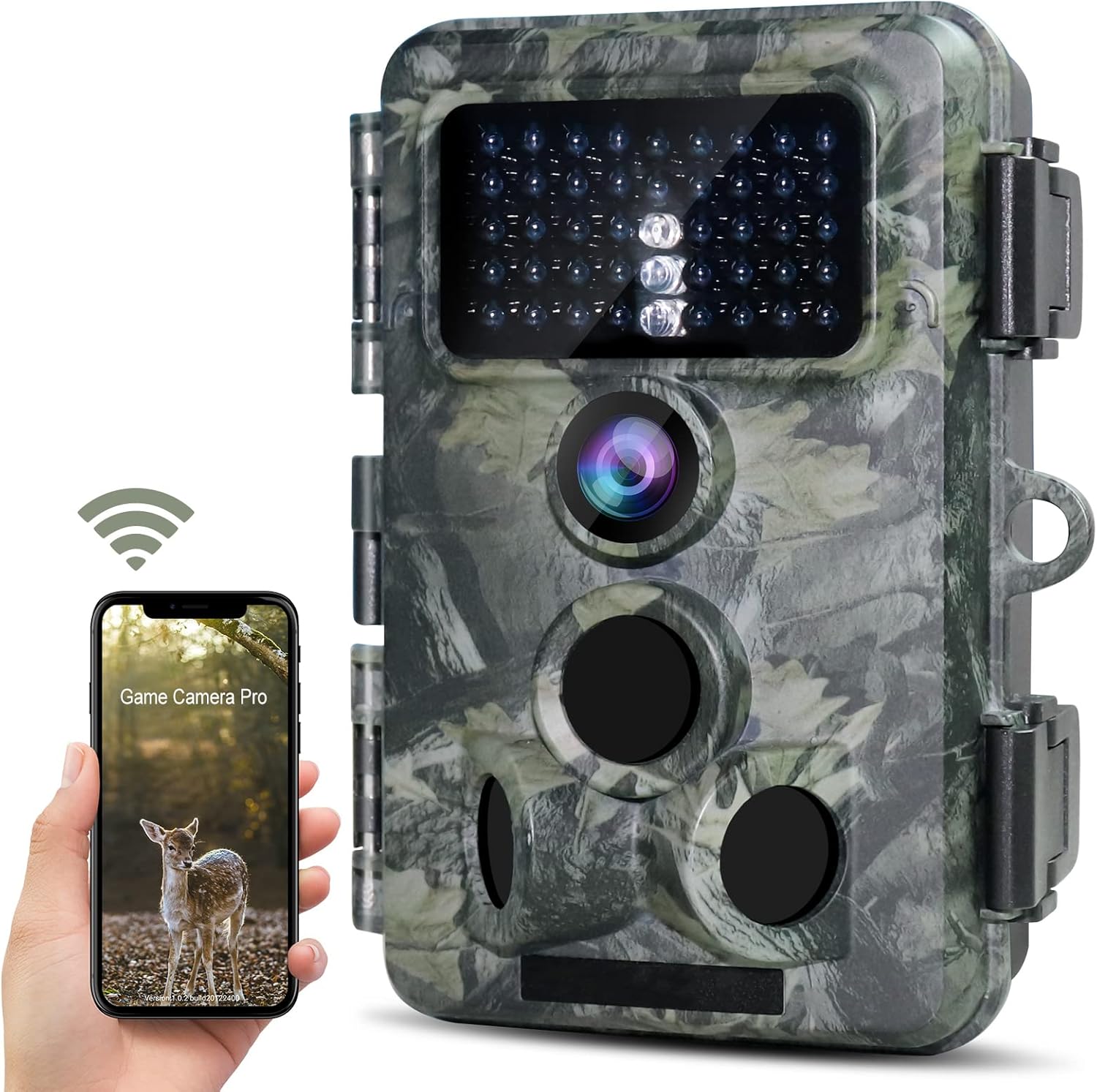 WiFi Trail Camera, 4K 30MP Bluetooth Hunting Camera 940nm No Glow Night Vision Game Camera 120�� Wide Angle 0.2s Trigger IP66 Waterproof for Wildlife Monitoring