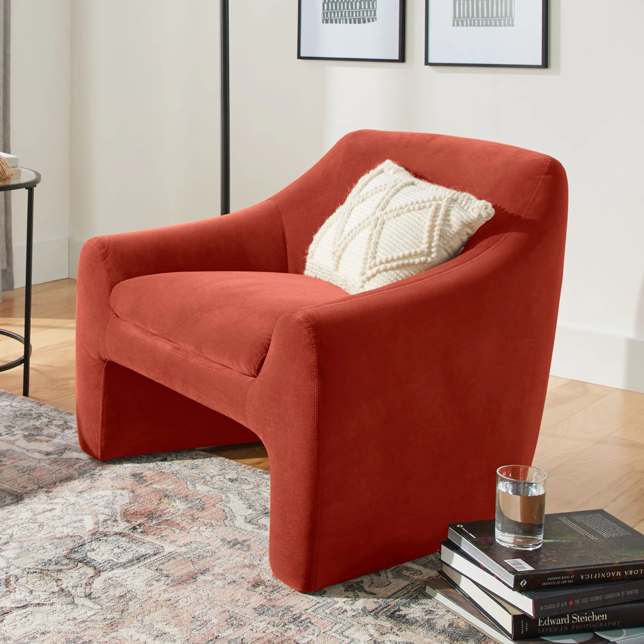 Better Homes & Gardens Emerson Curvy Velvet Accent Chair Rustic Red