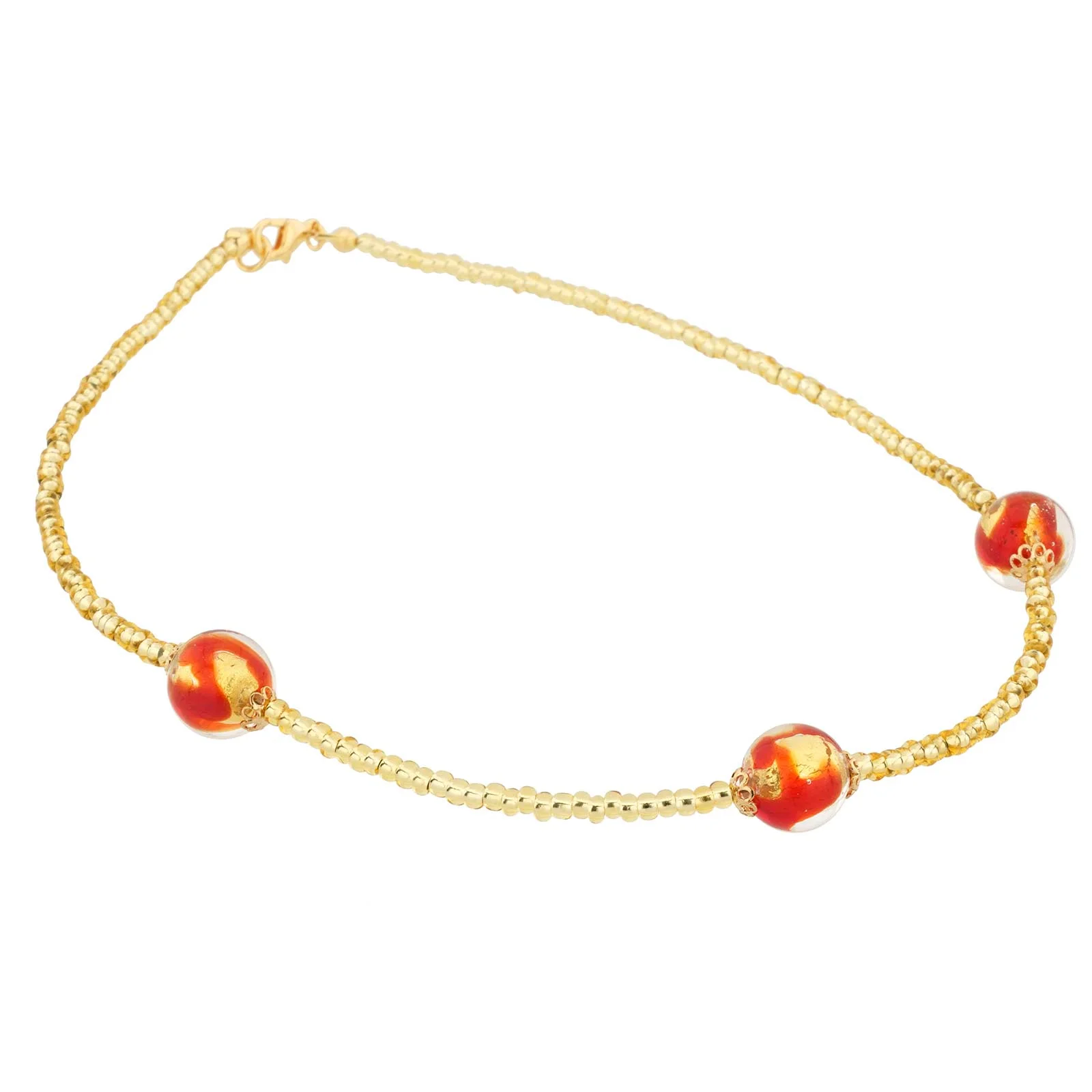 GlassOfVenice Murano Glass Royal Red Balls Necklace