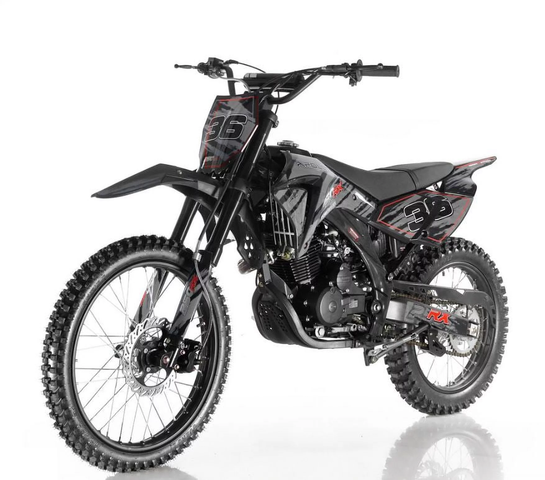 APOLLO New DB-36 Adult Gas 250CC Manual Clutch Dirt Bike - Black