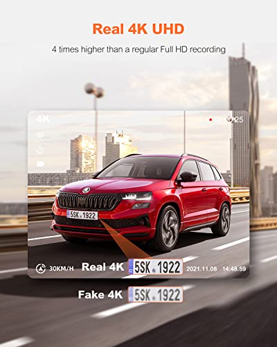Dual Dash Cam 5G WiFi GPS, Real 4K+HDR 1080P Dash Cam Front and Rear, 3.3