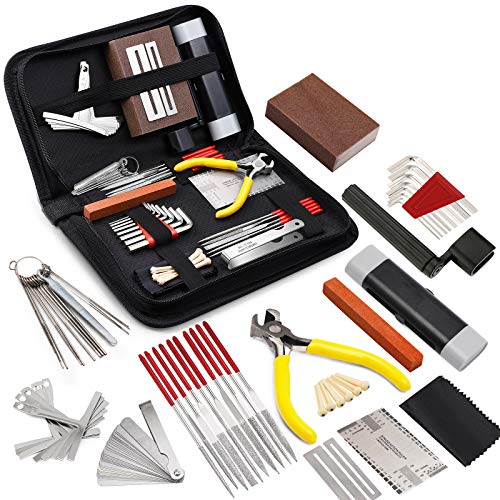 45Pcs Guitar Repairing Maintenance Tool Kit with Carry Bag Large Care Set of Tools For Acoustic Guitar Electric guitar Ukulele Bass Banjo,Perfect Gift for Music or String Instrument Enthusiast