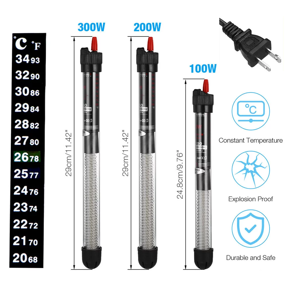 200W Aquarium Heater, Submersible Auto Thermostat Heater, Fish Tank Water Heater and Adjustable Temperature, 1Pcs
