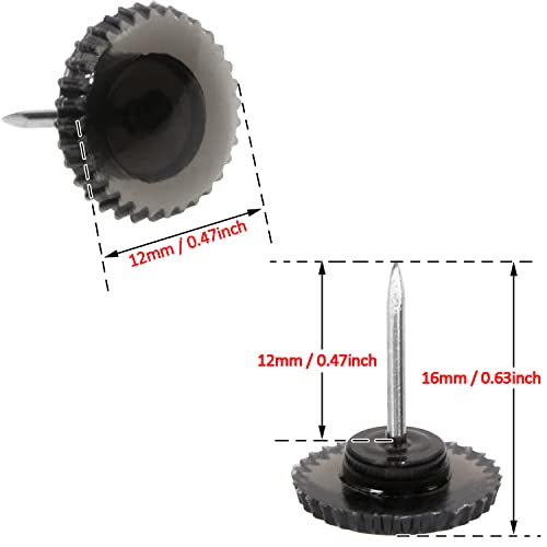 50PCS Push Pins Decorative Thumb Tacks for Cork Bulletin Board Flat Plastic Head Steel Point Gear Marking Pins for Wall Hanging Pictures Posters Paper Home Office School Use,Transparent Black