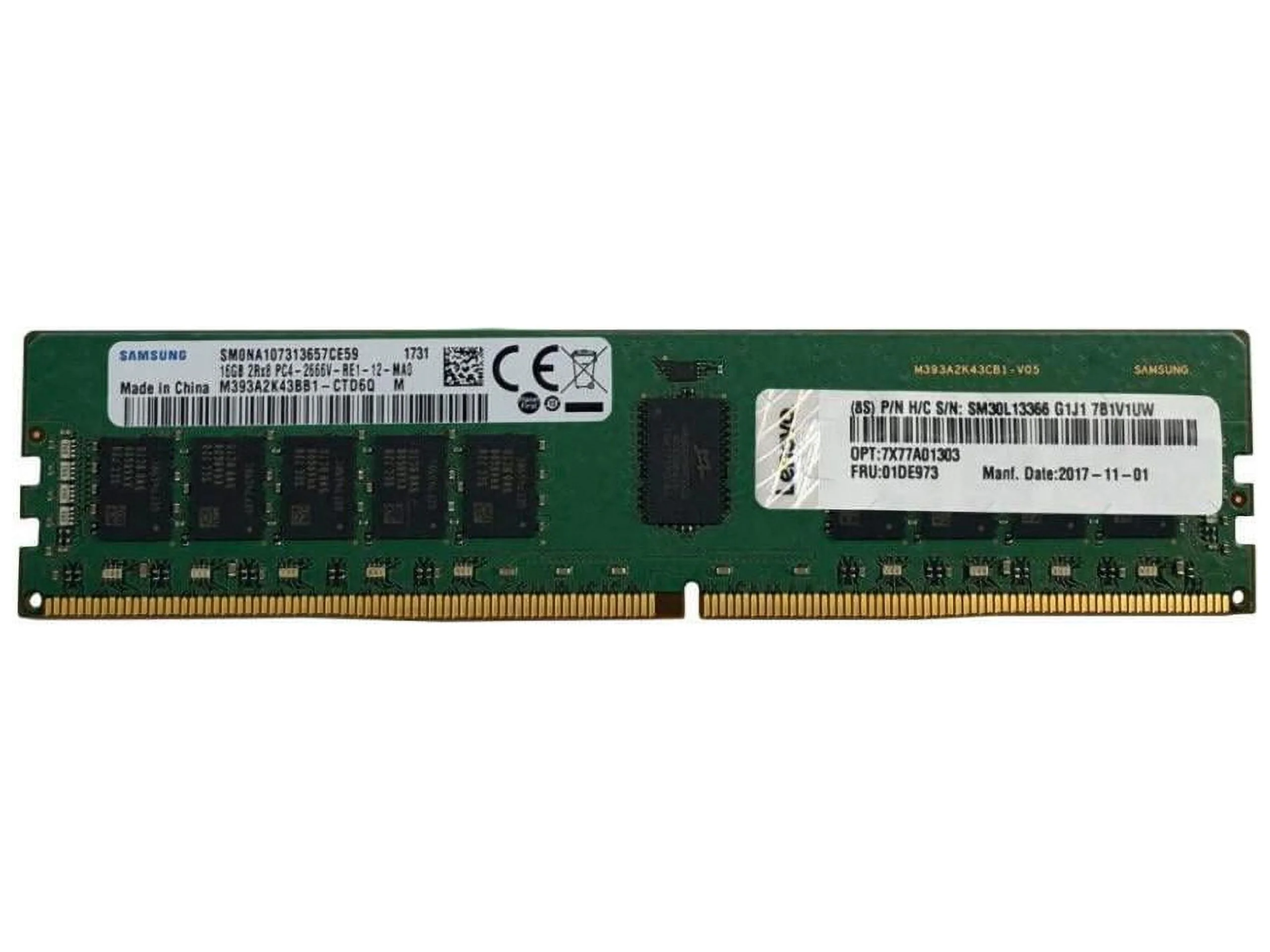 Lenovo 16GB TruDDR4 SDRAM Memory Module - For Server - 16 GB (1 x 16GB) - DDR4-3200/PC4-25600 TruDDR4 - 3200 MHz Dual-rank Memory - 1.20 V - ECC - 288-pin - DIMM