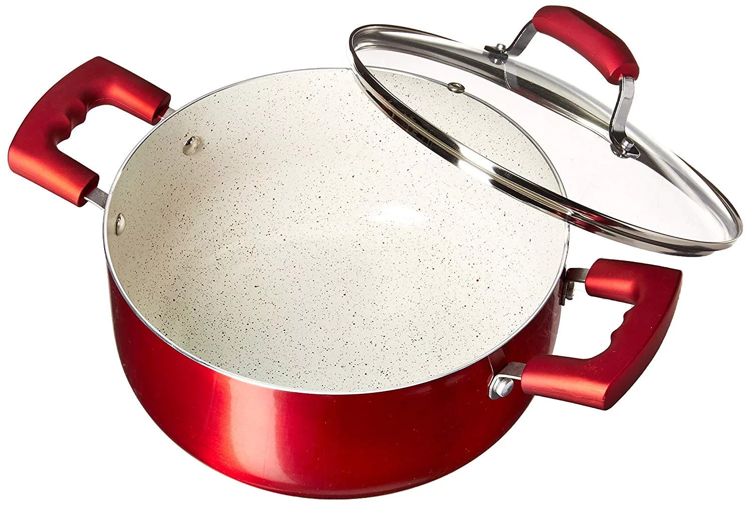 IMUSA USA 4.9Qt Red Dutch Oven with Glass Lid Steam Vent