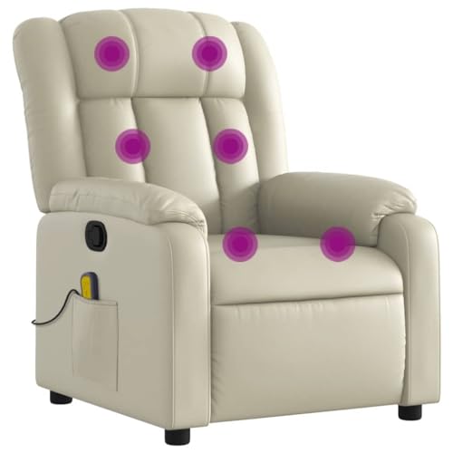 Massage Recliner Chair Cream Faux Leather,UltraComfortable Massage Recliner Chair with Adjustable Positions and, Massage Living Room Furniture