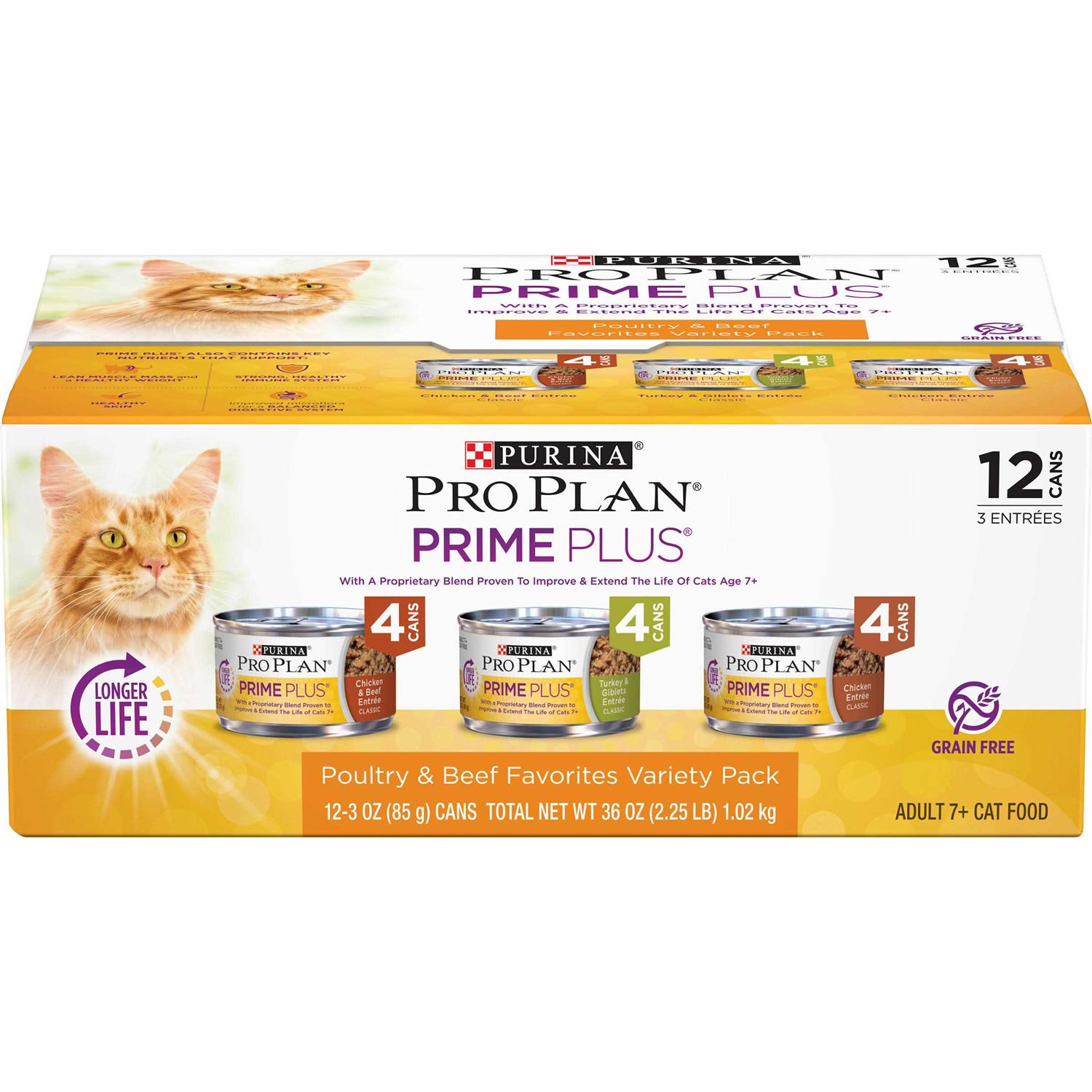 Purina Pro Plan Grain Free Senior Wet Cat Food Variety Pack Pate - Pet Supplies online store