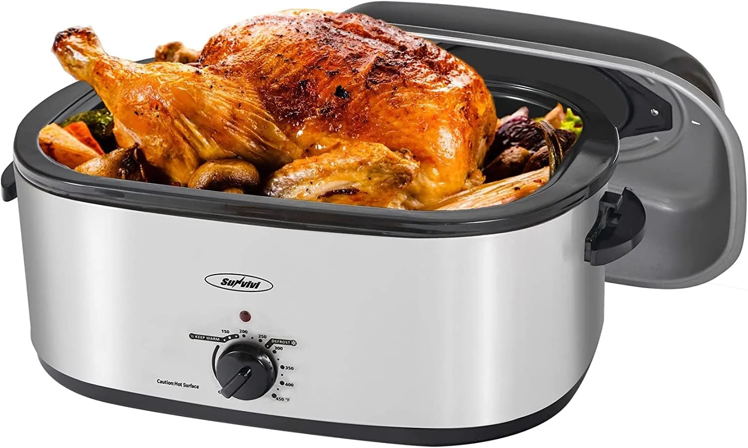 Open Box Sunvivi Roaster Oven, 18 Quart Electric Roaster Oven - SILVER