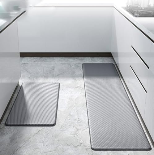 Kitchen Mats, Kitchen Rugs 17.3x29 Kitchen Rugs and Mats Anti Fatigue Soft Kitchen Mat for Floor Non Skid Rugs for Kitchen Front of Sink,17.3x29.5,Grey,1 Pack