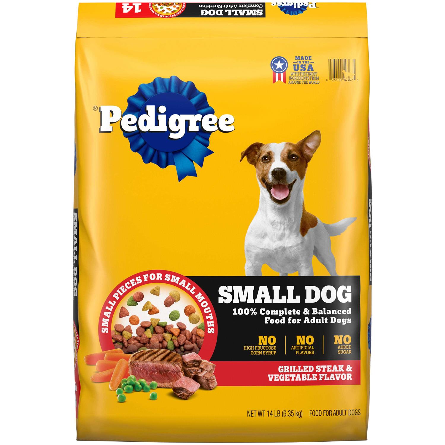 Pedigree Grilled Steak & Vegetable Flavor Small Dog Adult Complete Nutrition Dry Dog Food - Pet Supplies online store