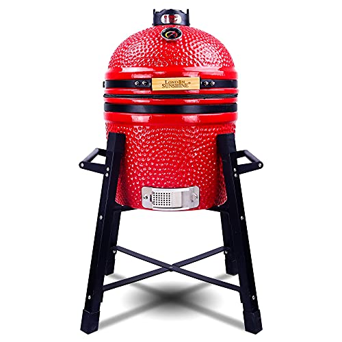 Ceramic Kamado Charcoal BBQ Grill and Smoker, Stainless Steel Grates -15