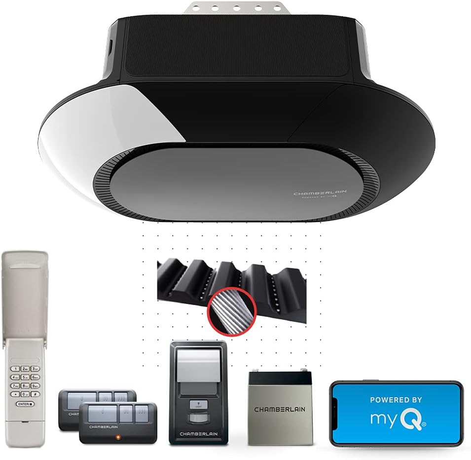 Chamberlain B4613T MYQ Smart Garage Door Opener, Ultra Quiet Belt Drive, Battery Backup, 3/4-HP Motor - Quantity 1