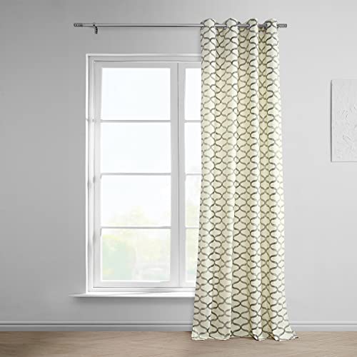 HPD Half Price Drapes Grommet Wavy Geometric Printed Curtains 108 Inches Long Luxury Cotton Curtains (1 Panel) Room Darkening Window Curtains for Bedroom & Living Room, 50W x 108L, Wavy Silver Grey