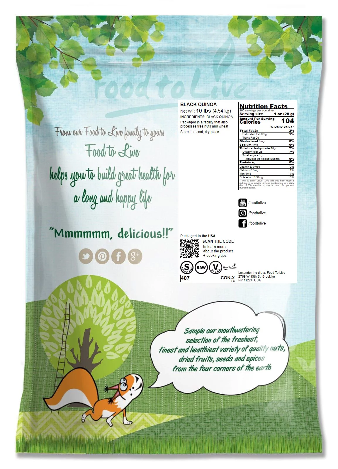 Black Quinoa, 10 Pounds — Raw, Sproutable — by Food to Live