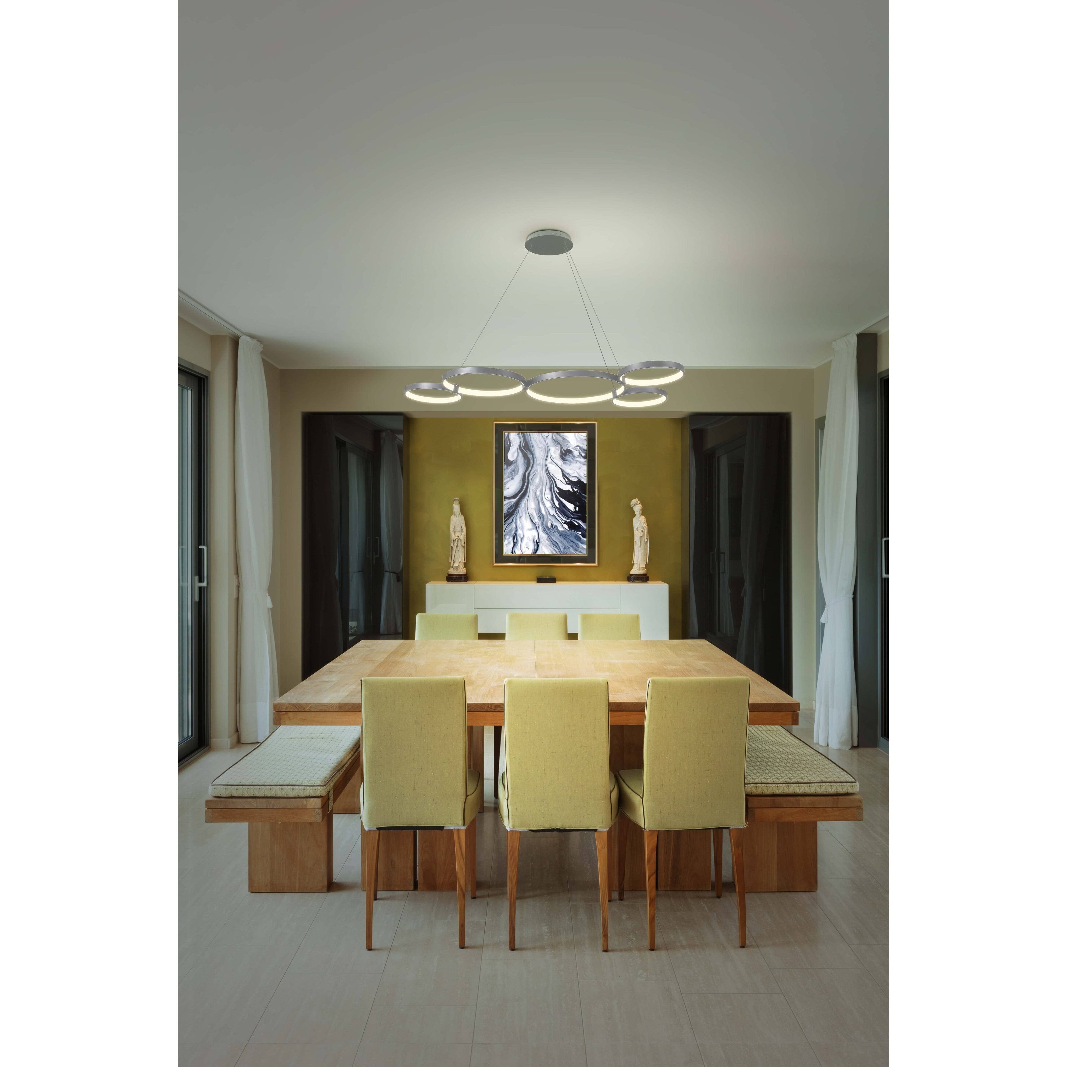 VONN Lighting VMC32410AL Capella Silver 55x22 LED Modern Adjustable Multi-Ring Chandelier