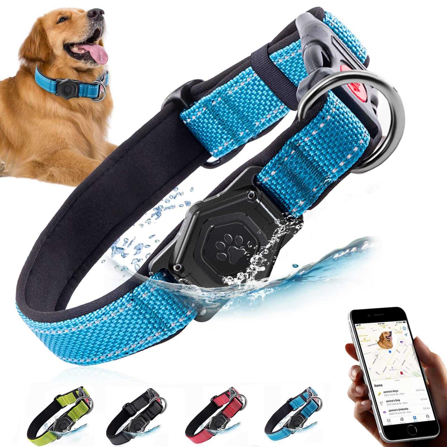 Airtag Dog Collar,Durable Dog Collar with Waterproof Apple Air Tag Holder Case,Adjustable,Soft,and Reflective GPS Tracking Dog Collars for Medium - Pet Supplies online store