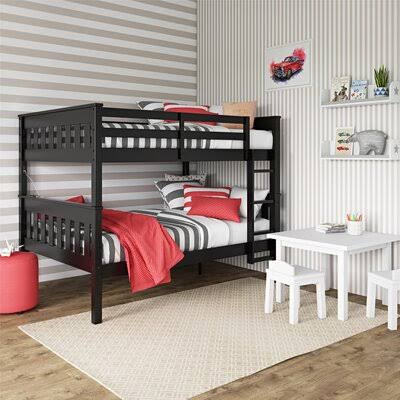 AlmedaCheatham Solid Wood Full Over Full Bunk Bed Harriet Bee Bed Frame Color: Black