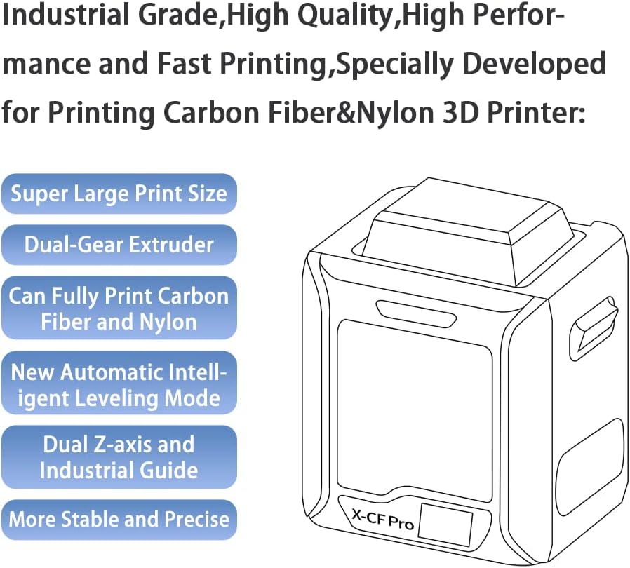 R QIDI TECHNOLOGY X-CF Pro Industrial Grade 3D Printer,Specially Developed for Printing Carbon Fiber&Nylon with QIDI Fast Slicer, Automatic Leveling,Build Volume 11.8x9.8x11.8 Inch