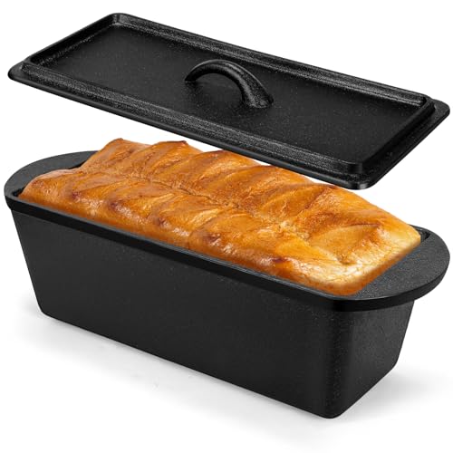 Cast Iron Bread Loaf Pan with Lid 13 x 5 x 4 Inches Heavy Duty Cast Iron Bread Pan with Dual Handles for Baking Meatloaf Homemade