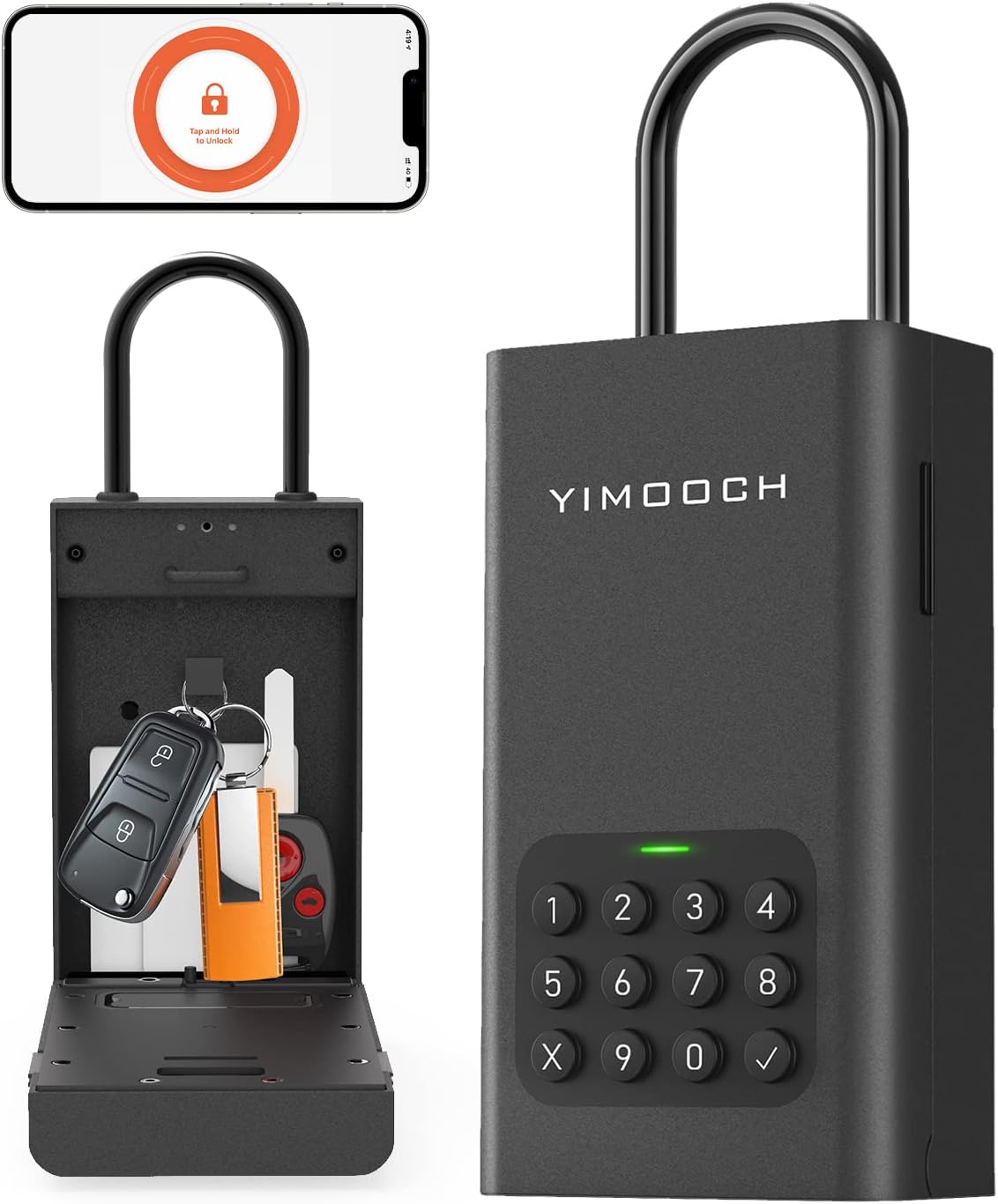 Remote Access Lock Box, YIMOOCH Smart Bluetooth Lockbox for House Key, Support APP Remote Access & Multiple Code Types, Outside Door Knob/Wall Mounted for Airbnb hosts, Realtor, Car keys and More Pack of 2
