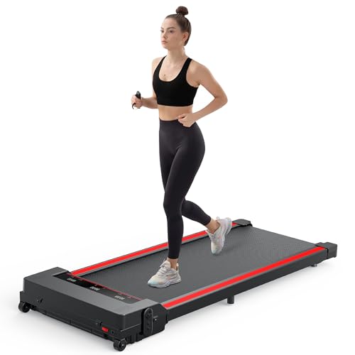 Walking Pad Treadmill, Portable Under Desk Treadmill 2-in-1 Treadmill, Installation Free, with Foldable Wheels, Remote Control, Walking Jogging Running Machine, LED Display for Home/Office