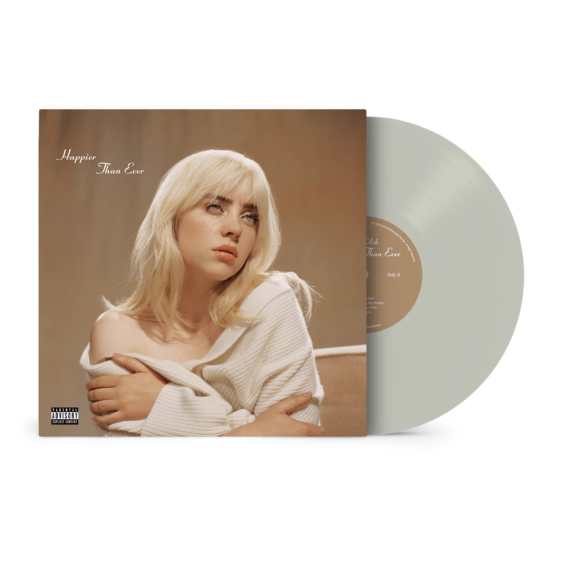 Billie Eilish - Happier Than Ever Exclusive Cool Grey Color LP Vinyl Record VG+