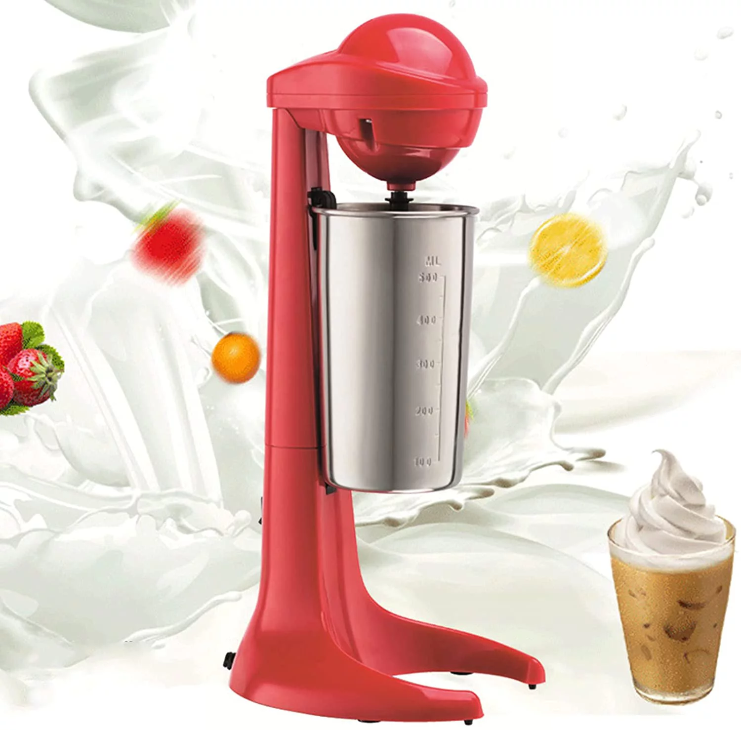 Electric Milkshake Maker Red Stainless Steel Mixing Cup Drink Mixer 110V 60Hz Ice Cream Maker 100W Milkshake Juicers