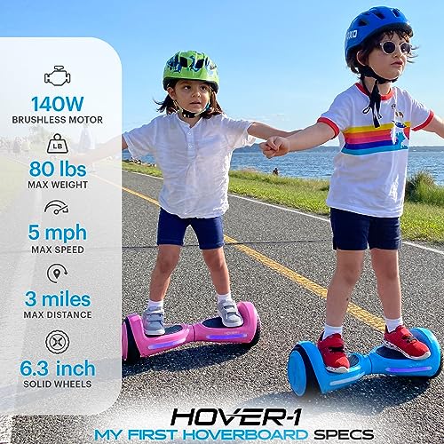 Hover-1 My First Hoverboard Electric Self-Balancing Hoverboard for Kids with 5 mph Max Speed, Dual 150W Motors, 6.3” Tires, 3 Miles Max Range, and LED Headlights