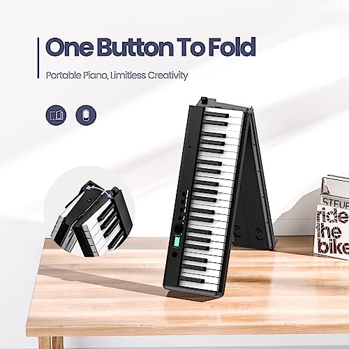88 Key Digital Piano with Lighted Keys, Folding Piano Keyboard [Full Size/Semi-Weighted] Portable Piano w/Piano Bag, [Bluetooth & MIDI] Electric Piano Keyboard for Beginners, Teens, Adult