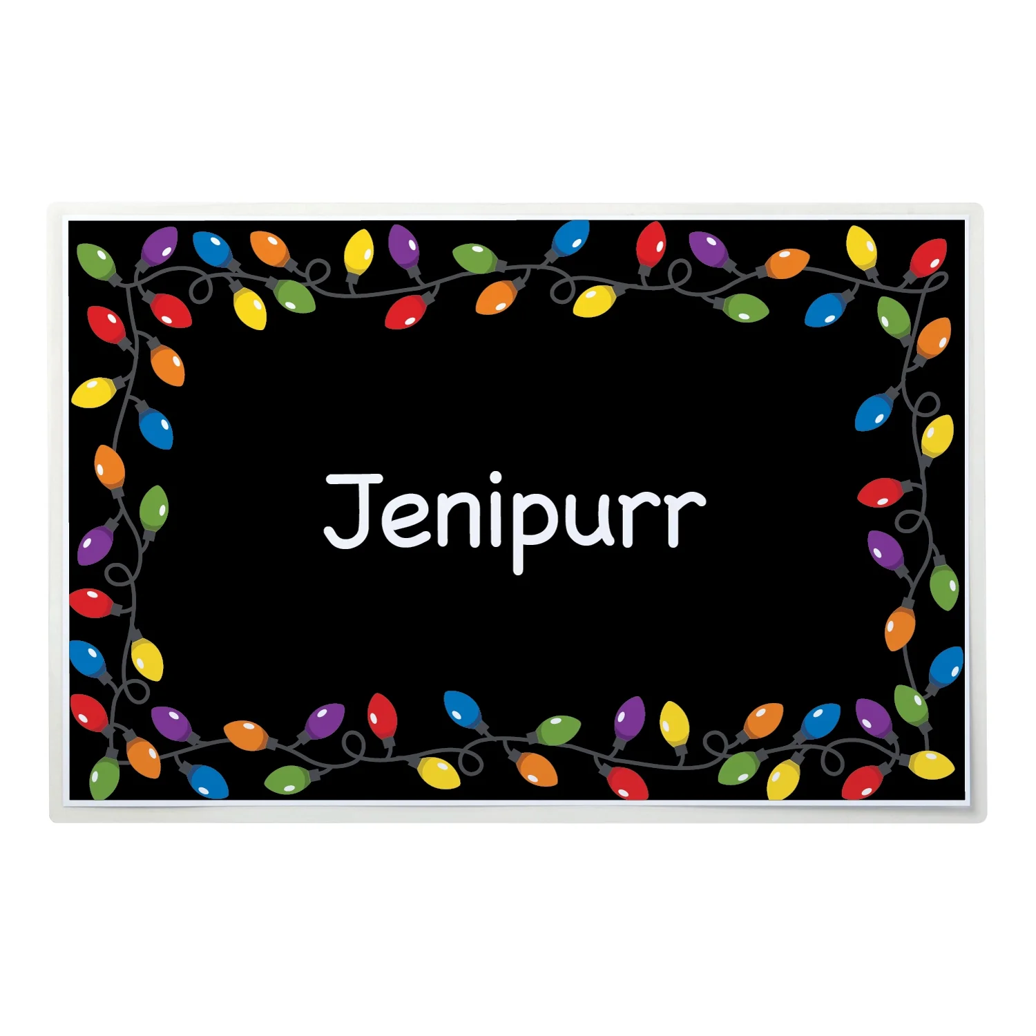 Personalized Pet Placemat - Christmas Lights - Brown