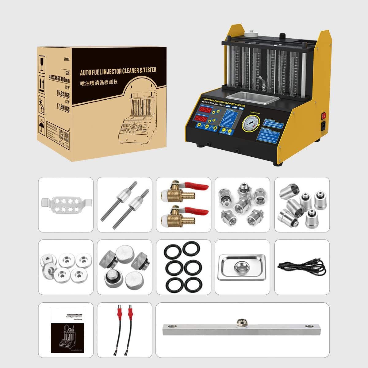 AUTOOL Automotive Fuel Injection Systems Cleaning Tools CT-200 Fuel Injector Cleaner and Tester 110V Fuel Injection Systems Cleaning Testing Tools