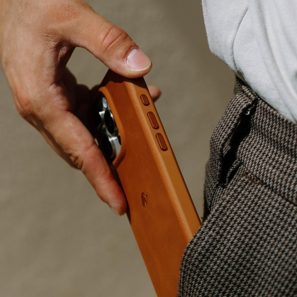 Bullstrap Premium Leather Phone Case with Protective TPU Rim Compatible with Apple iPhone 15 Pro Max and MagSafe Charger, Sienna Edition - 15 Pro Sienna Flex Case