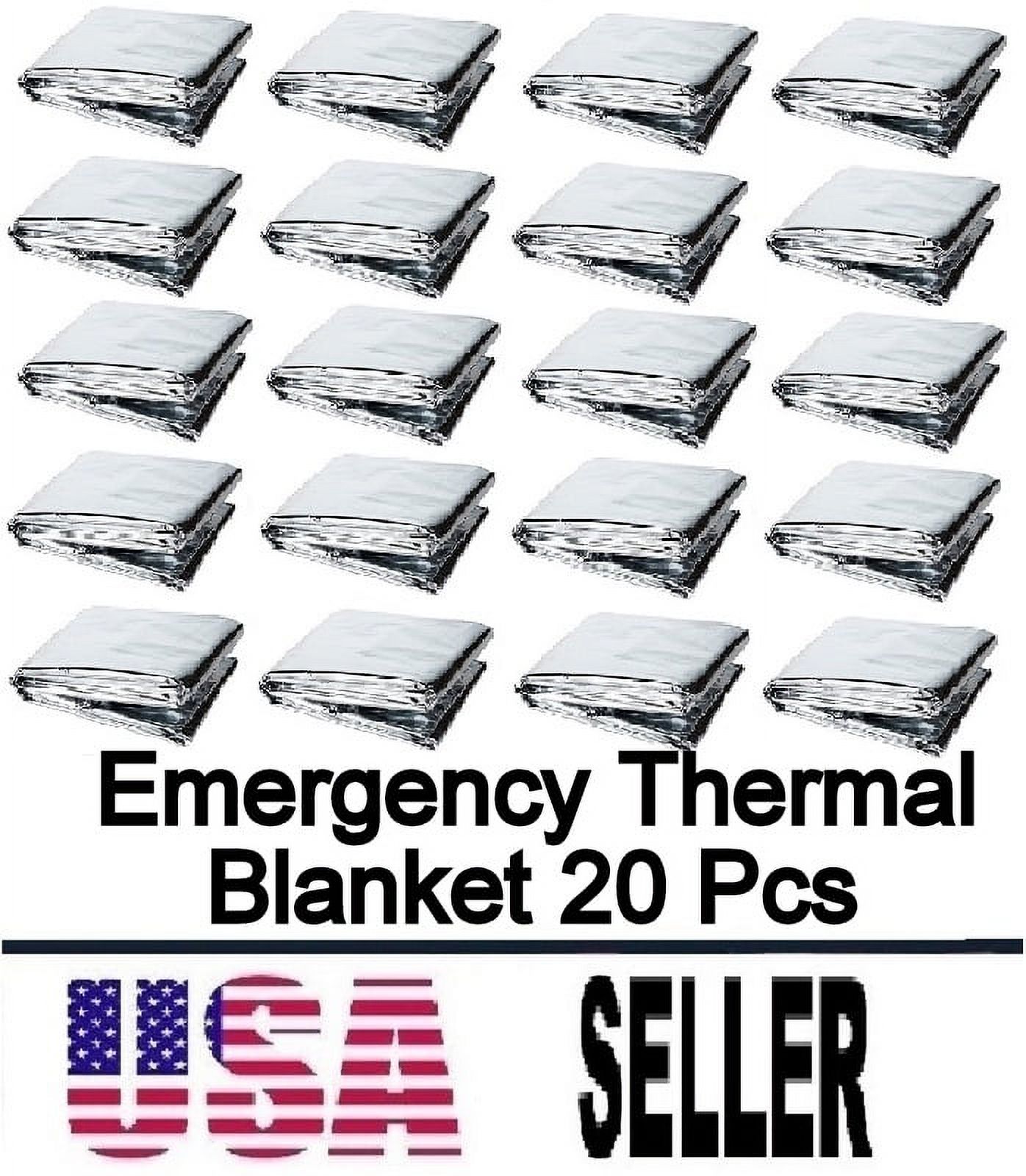 20 Packs Emergency Mylar Thermal Blanket for Survival First Aid Kits Army Outdoors Hiking Camping Bug Out Trauma Desert All Weather Condition Protection Silver