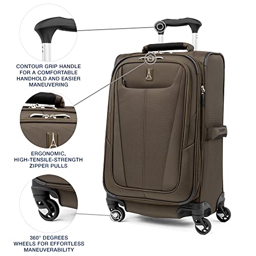 Travelpro Maxlite 5 Softside Expandable Carry on Luggage with 4 Spinner Wheels, Lightweight Suitcase, Men and Women, International, Slate Green, Carry on 19-Inch