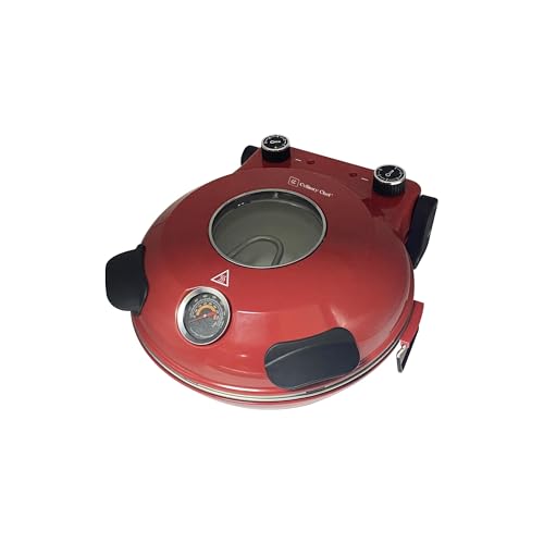 CULINARY CHEF Electric Pizza Oven with Ceramic Stone, Viewing Window, Adjustable Heat Control, Timer and 1200W Baking Power, DIY Homemade Pizzeria, Large 12” Pie Capacity (Black)