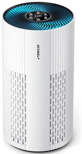 Air Purifiers for Home Large Room Cover Up to 1500 Ft², with 20dB Sleep Mode, 360° Air Intake & Outlet, HEPA Air Purifier for Bedroom Pets, Air Cleaner with 7 Color Light, HAP604, White