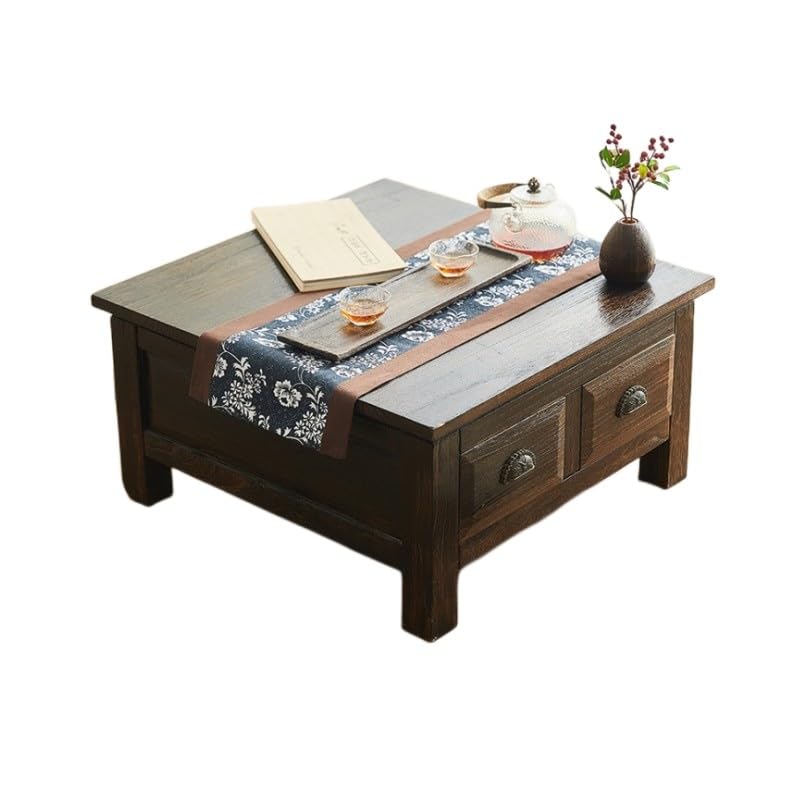 Sofa Table Old Chinese Style Dining Table Wooden Storage Cabinet with Wooden Lace Paulownia Furniture Traditional Family Dining Table Tea Table Tea Table (Size : Rectangle)