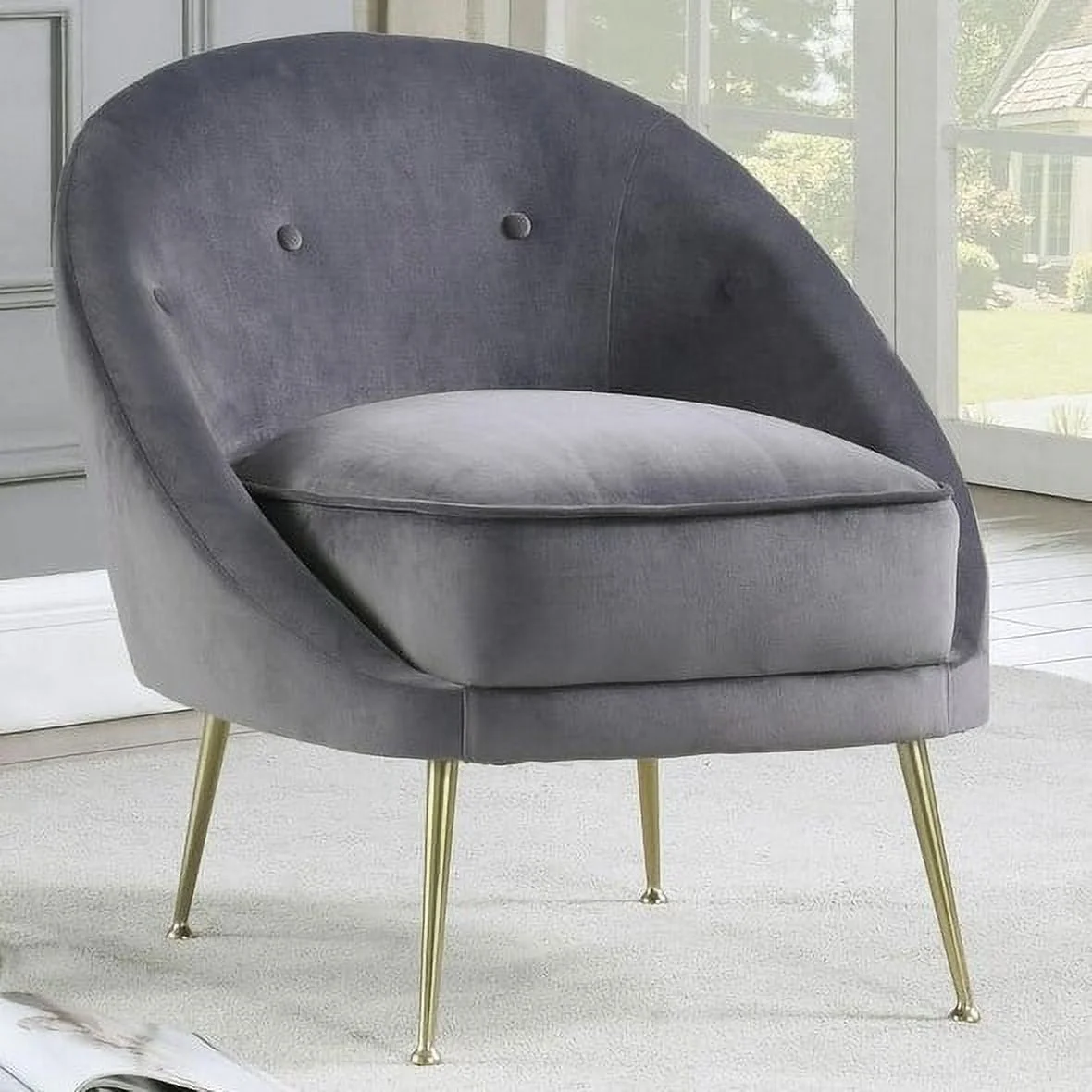 Silver Orchid  Carruthers Modern Velvet Accent Chair 625 (Grey) Glam
