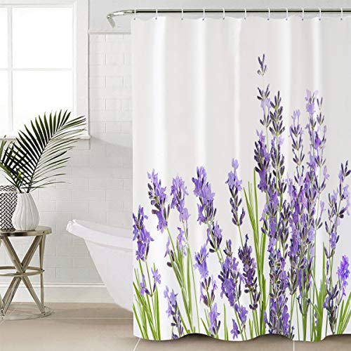 Waterproof Shower Curtain Stained Glass Meadow Flower Dragonfly Print Polyester Fabric Bath Curtain Home Hotel Apartment Bathroom Shower Curtain Long 72x78IN