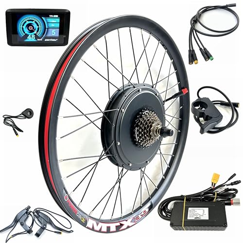 48V2000W Motor Wheel for Electric Bicycle MTB 26inch Hub Motor Kit Rear Drive with TFT Color Display E-Bike Conversion Kit Waterproof Engine Mountain Bike Electric Kit