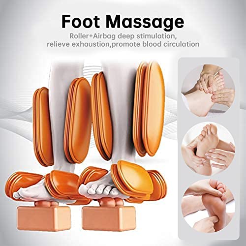 2024 Massage Chair, Full Body Zero Gravity Massage Chair with Auto Modes, 8 Fix Point Rollers, Bluetooth, Foot Massage, Heating Function, Brown